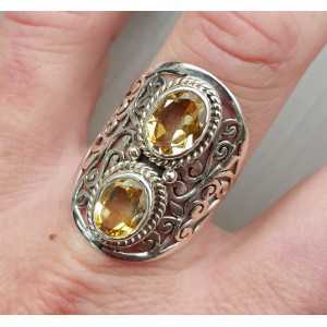 Silver ring set with Citrine 19.3 mm