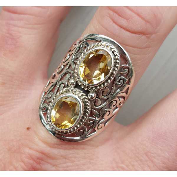 Silver ring set with Citrine 19.3 mm