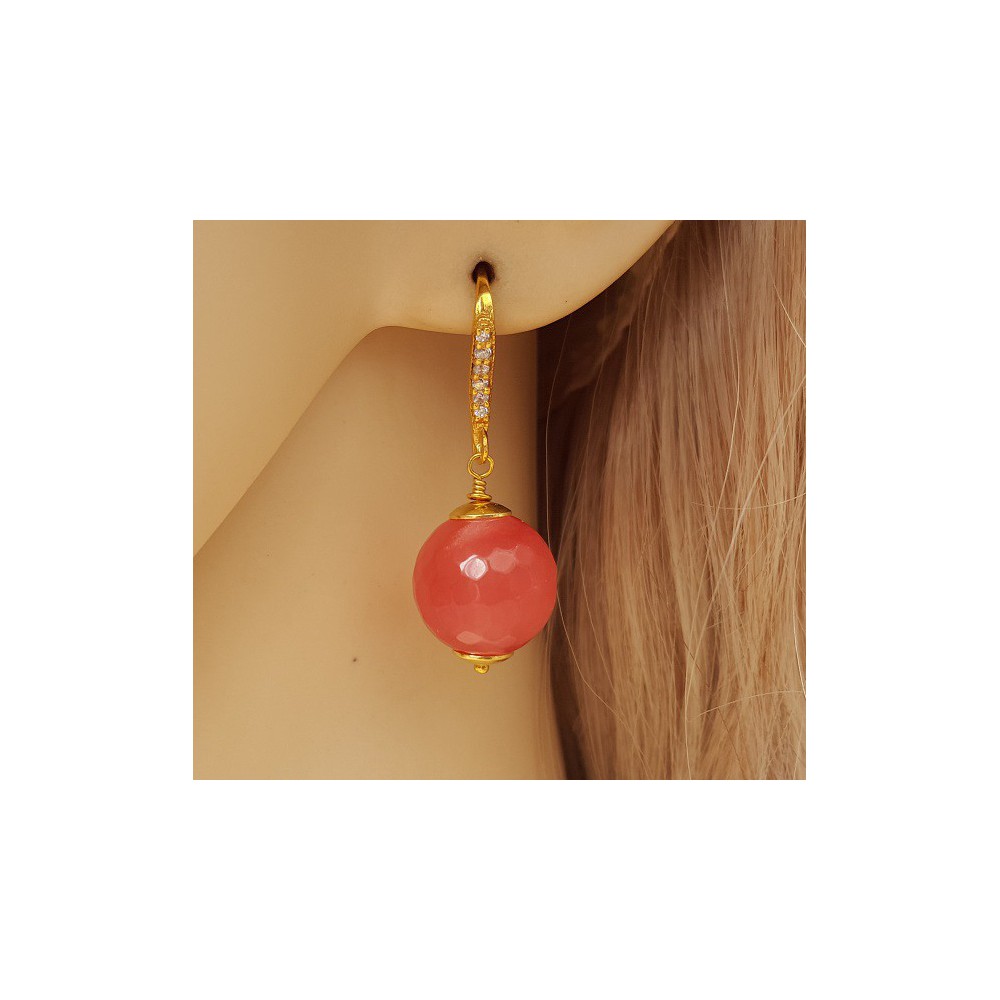 Gold plated earrings with Cherry quartz