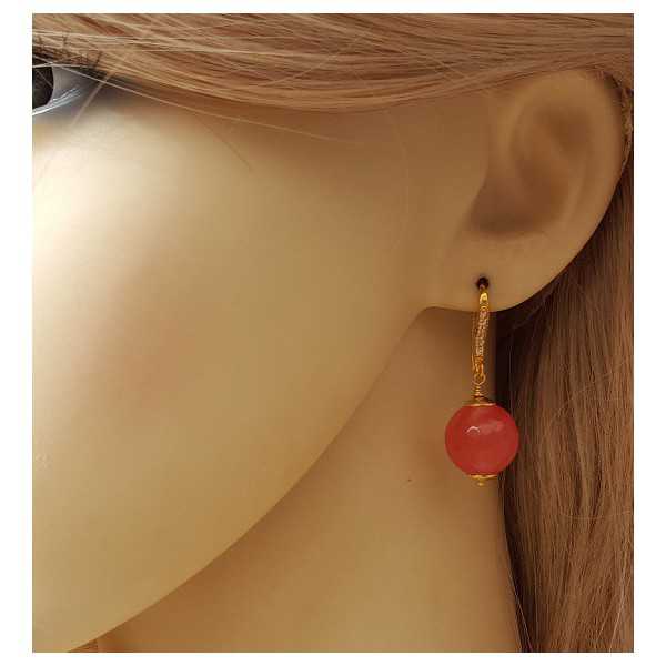 Vergoldete Ohrringe mit Cherry-Quarz