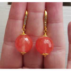 Gold plated earrings with Cherry quartz