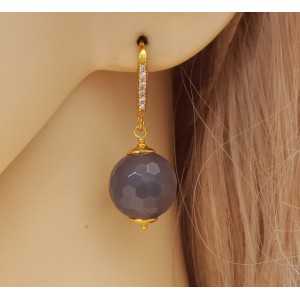 Gold plated earrings with grey Agate