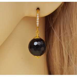 Gold plated earrings with black Onyx