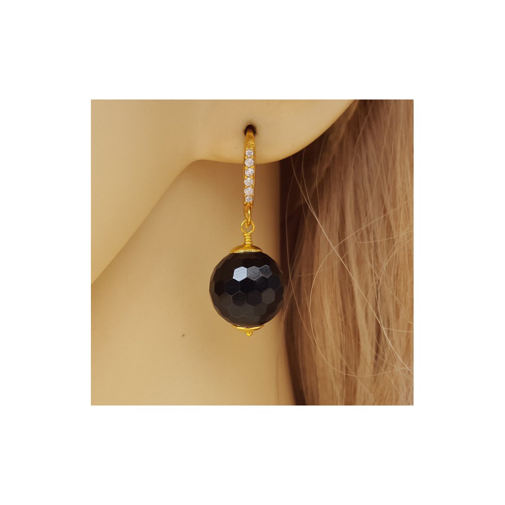 Gold plated earrings with black Onyx