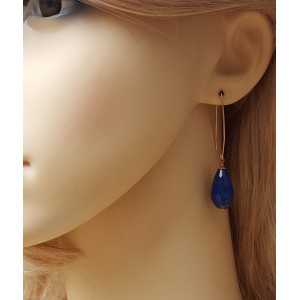 Rosé plated earrings with Lapis Lazuli briolet