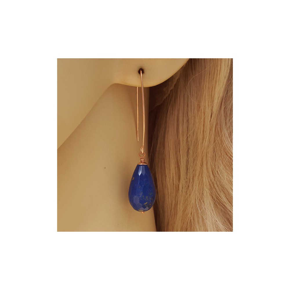 Rosé plated earrings with Lapis Lazuli briolet