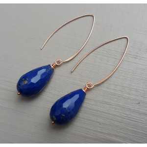 Rosé plated earrings with Lapis Lazuli briolet