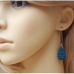 Silber Ohrringe mit drop-jeans blau Kristalle