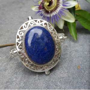 Silber Armband mit großen ovalen Lapislazuli und Perle