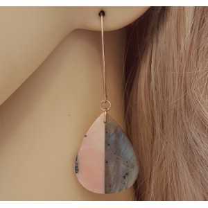 Rosé plated earrings with briolet pink Opal and Labradorite