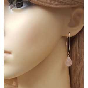 Zilveren oorbellen met Rozenkwarts briolet