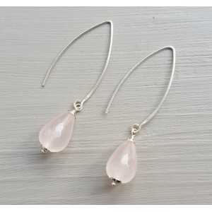Silver earrings with rose quartz briolet