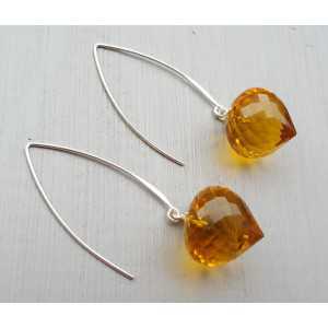 Silver earrings with Citrine onion 