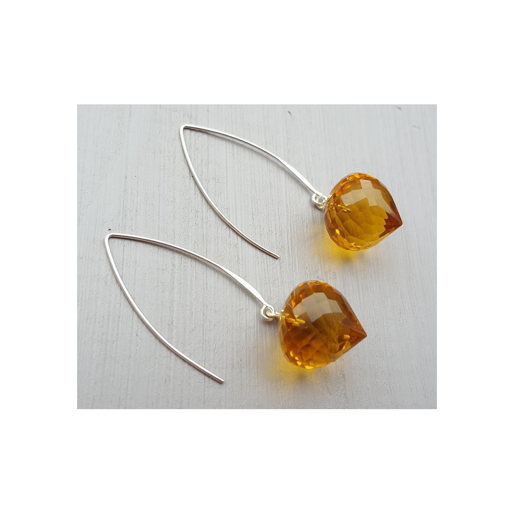 Silver earrings with Citrine onion 