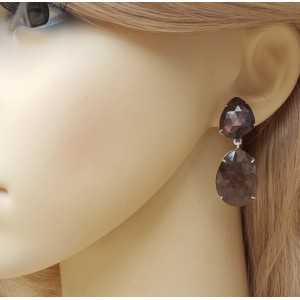 Silber Ohrringe-set mit braunen Saphiren