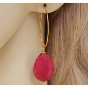 Vergoldete Ohrringe mit Rubin-roten Jade-briolet