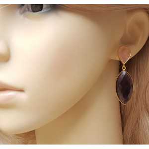 Vergoldete Ohrringe mit marquise-Amethyst-und rosa Chalcedon