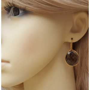 Gold plated earrings set with Smokey Topaz