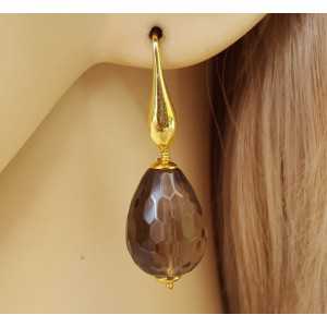 Gold plated earrings with Smokey Topaz