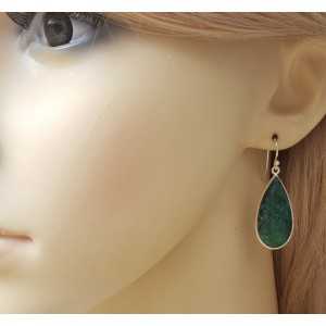 Silber Ohrringe mit geschnitzten Smaragd