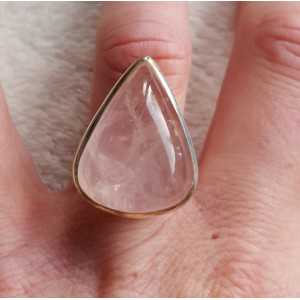 Silber ring set mit ovalen cabochon rose quartz 17.3
