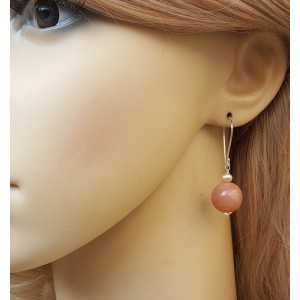 Silver earrings with Sunstone and freshwater Pearl