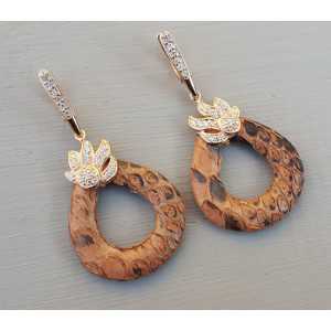 Rose gold plated earrings of Snakeskin and set with Zirconia
