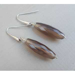 Silver earrings with gray Agate