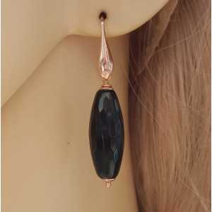 Rosé plated earrings with black Onyx