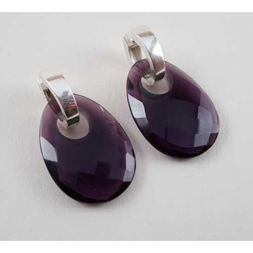 Zilveren ceolen met ovale hanger van Amethist quartz