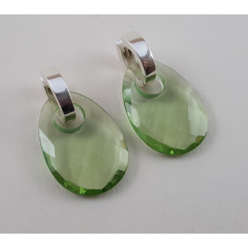 Zilveren ceolen met ovale hanger van groene Amethist quartz