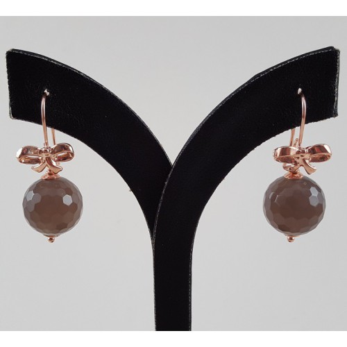 Oorbellen met ronde grijze Agaat