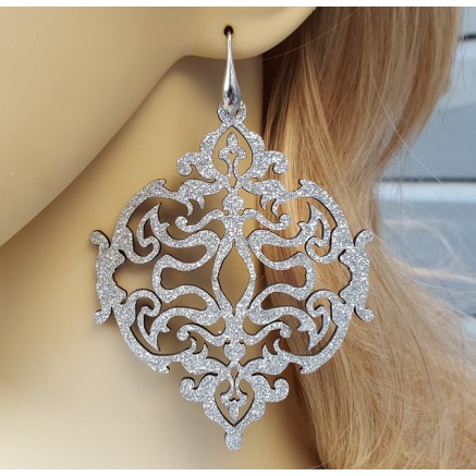 Zilveren glitter oorbellen