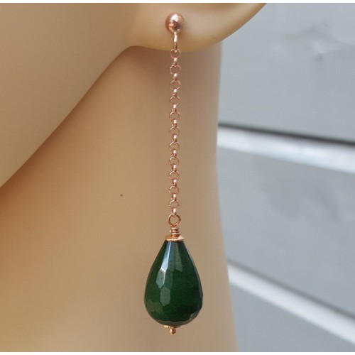 Oorbellen met Emerald groene Jade briolet