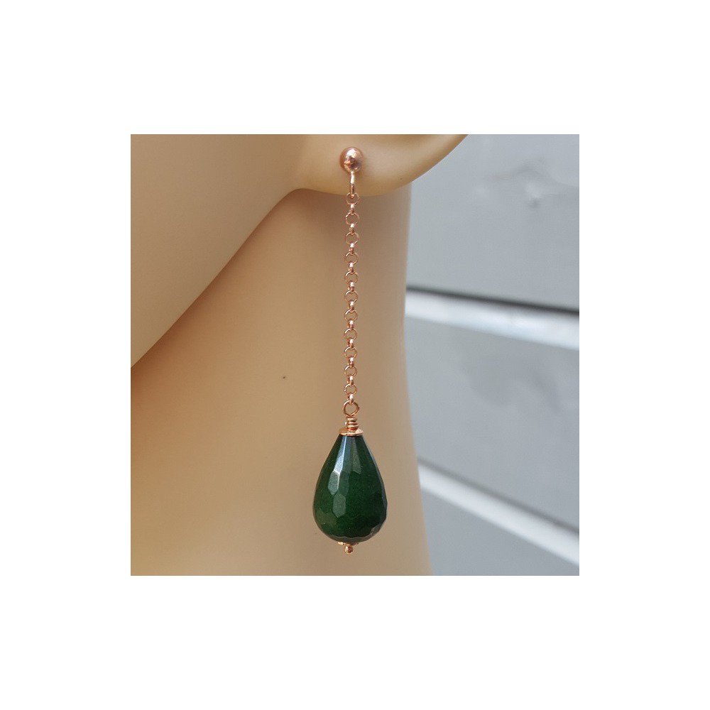 Oorbellen met Emerald groene Jade briolet