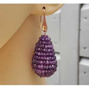 Earrings with large drop of facet Amethisten