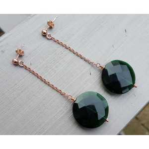 Oorbellen met ronde Emerald groene quartz
