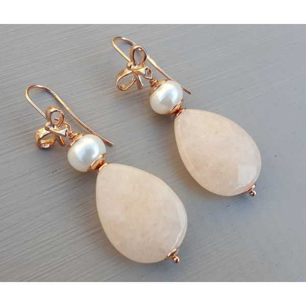 Earrings with Aventurine briolet and freshwater Pearl