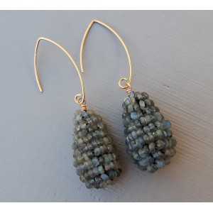 Earrings with drop of small facet cut Labradorite