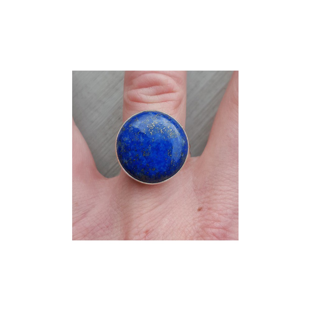 Silber ring set mit Runden cabochon Lapis Lazuli 17.3 mm