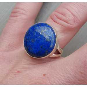 Silber ring set mit Runden cabochon Lapis Lazuli 17.3 mm