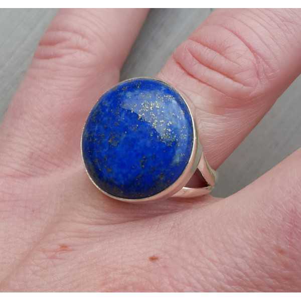 Silber ring set mit Runden cabochon Lapis Lazuli 17.3 mm