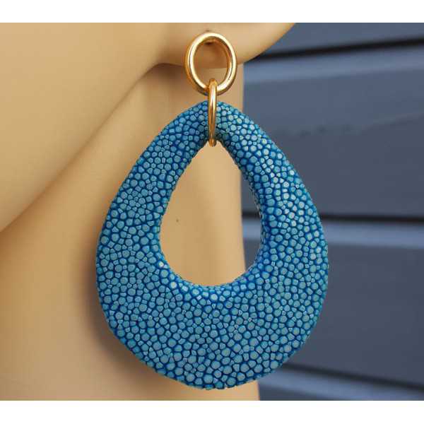 Earrings with drop of Ocean blue Roggenleer