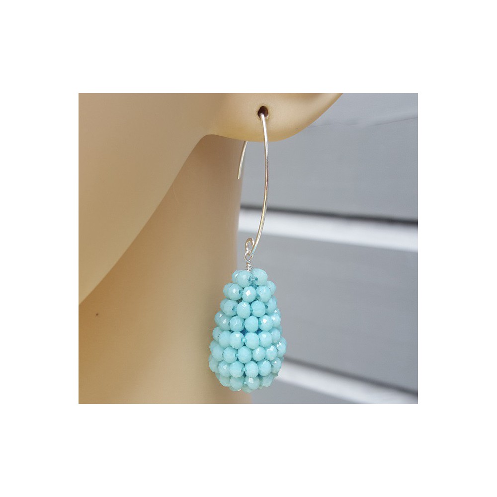 Earrings with a drop of light blue Jade