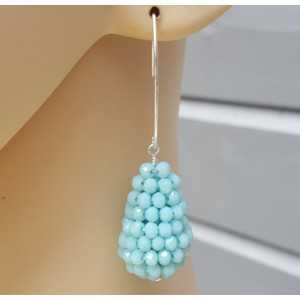 Earrings with a drop of light blue Jade