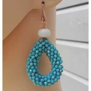 Earrings with open drop of Turquoise blue crystals and Amazonite