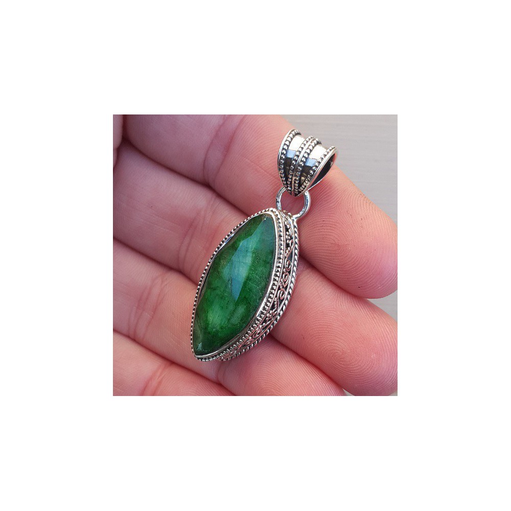 Silver pendant with a marquise Emerald in any setting