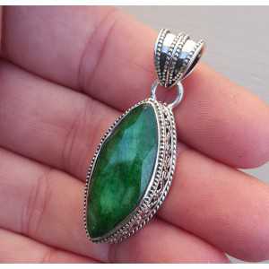 Silver pendant with a marquise Emerald in any setting