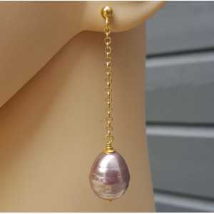 Earrings with lilac Majorca pearl