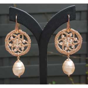 Earrings with Majorca pearl earring and pendant with crystals